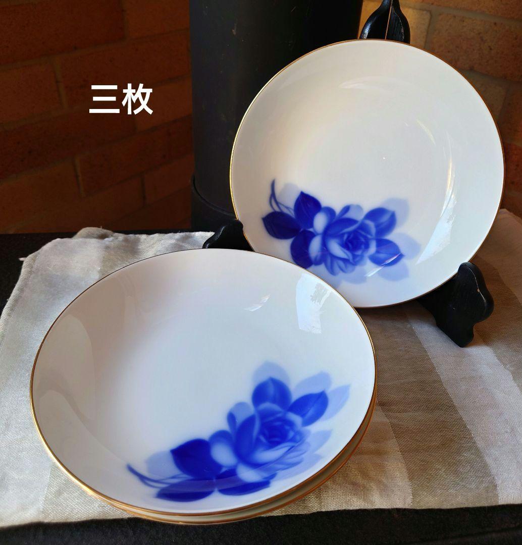 大倉陶園　ブルーローズ　20cm スープ皿　深中皿　金彩　定価8250円×3枚