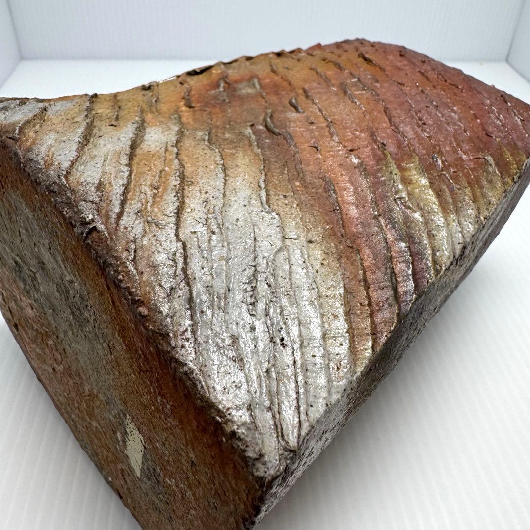 未使用 備前焼 山下譲治 持ち手付き 花入 花瓶 花生 壺 伝統工芸 美術品