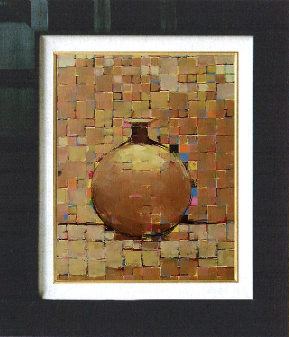 油絵 菅家令子絵 絵画インテリア額付(白) uF6-060603 静物 花瓶 壺