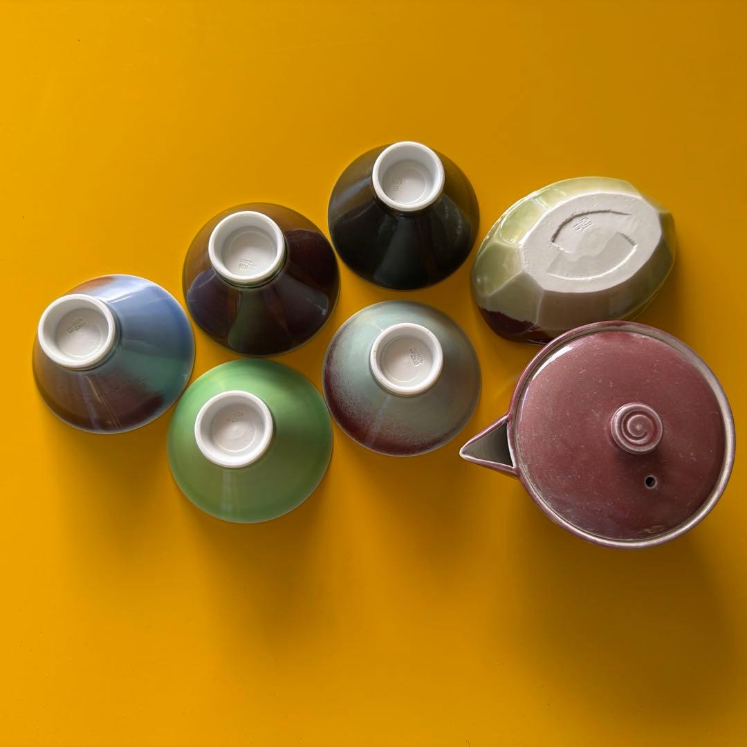 朝日焼　窯変　煎茶器　宝瓶　茶碗　湯冷まし　京都　宇治