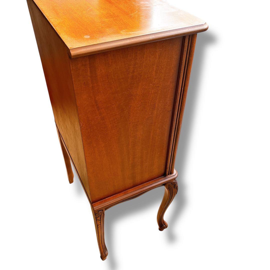 アンティーク 猫脚 電話台 木製 彫刻 チェスト ブラウン