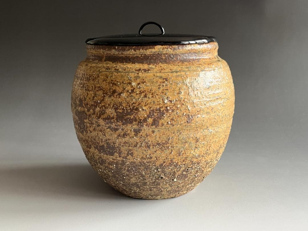 出雲焼　11代長岡空権　黄いらぼ　水指　而妙斎書付　茶道具　表千家