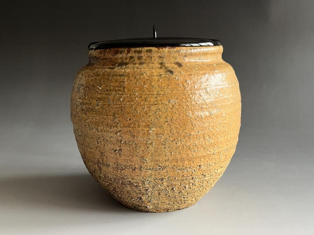 出雲焼　11代長岡空権　黄いらぼ　水指　而妙斎書付　茶道具　表千家