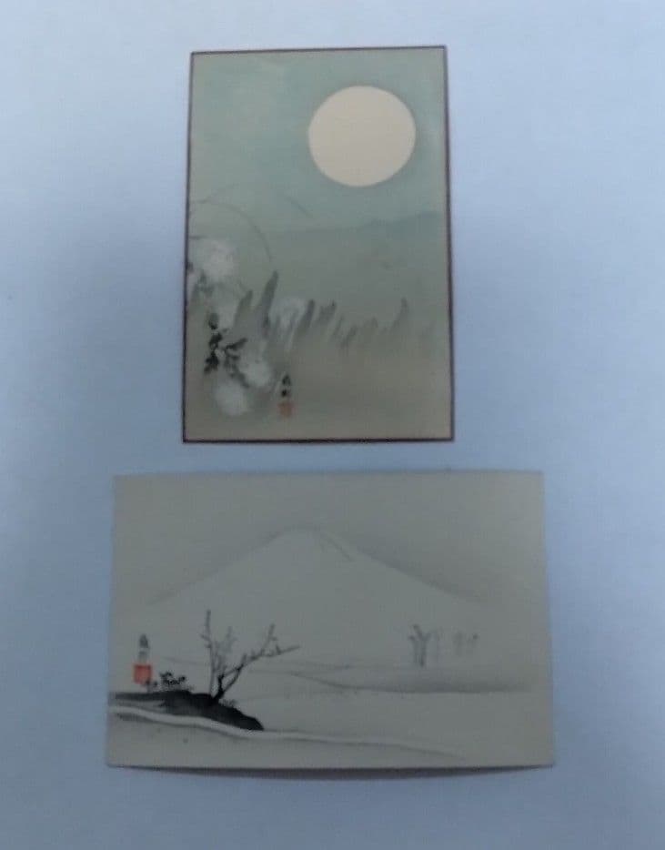 重要文化財日本画家 橋本雅邦 版画 葉書 当時物 1835年生まれ