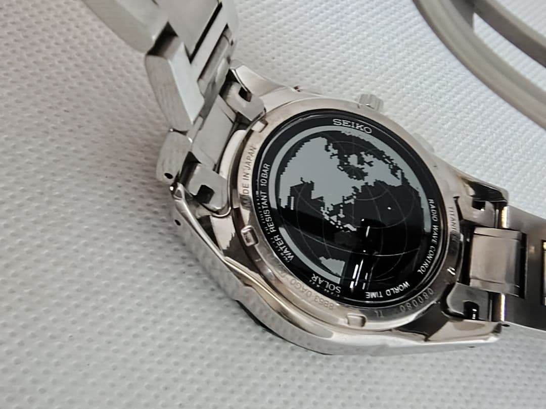 【電波ソーラー、美品】セイコー　ブライツ　ワールドタイム　チタン