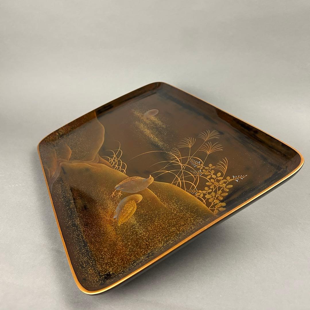 金蒔絵盆 金箔装飾