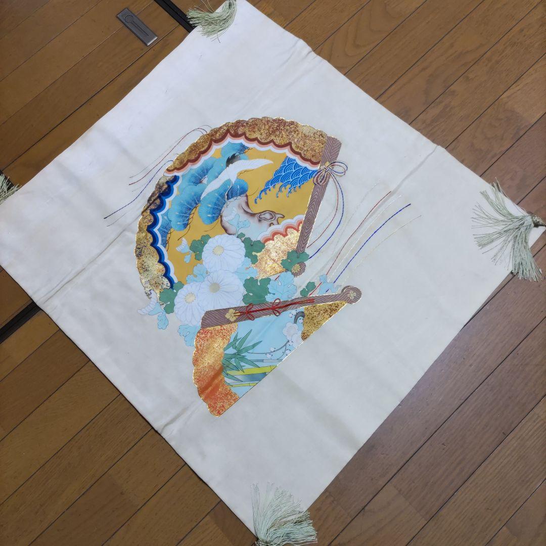 《塩瀬、金糸刺繍と家紋入高級袱紗》（アンティーク）大棚蔵出し、インテリア1831