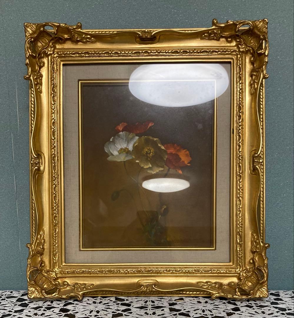 traditional Japanese絵画 花　サイン付き