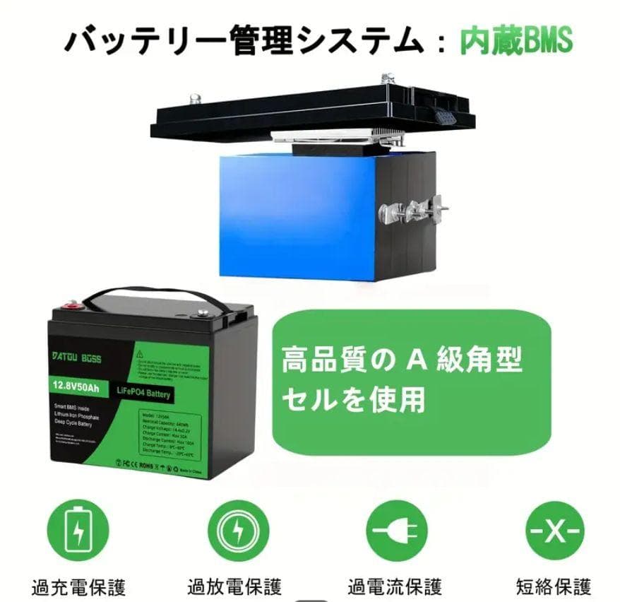 0122　爆電力❗12V 50Ah インフォリチウム電池 BMS搭載 電動ボート