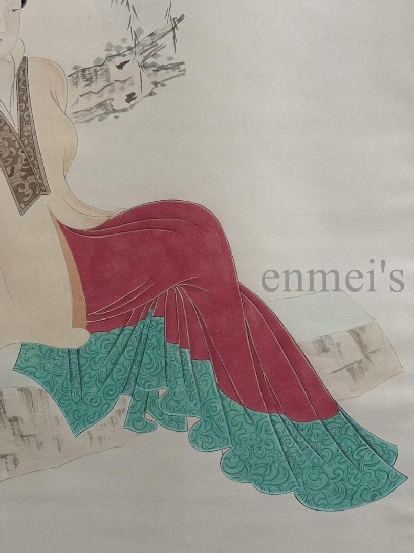 中国古美術 絹本手描き 張大千作款 仕女図 水墨画 四尺 肉筆 古玩 中堂画