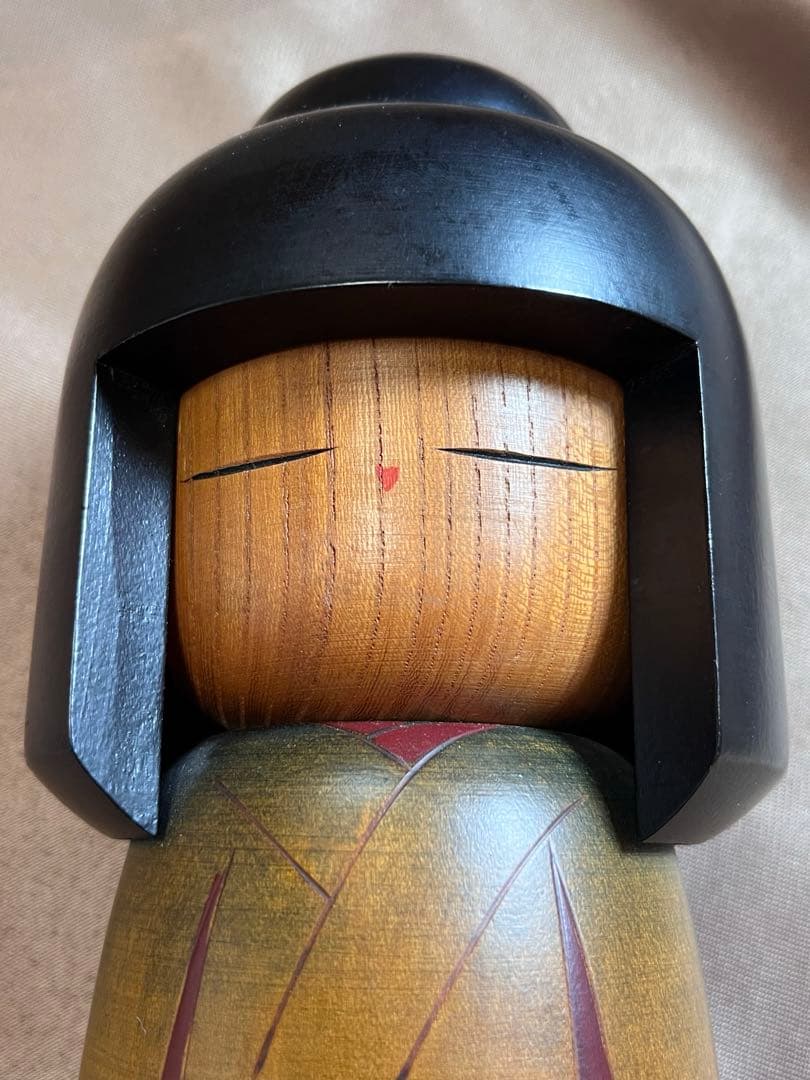 創作こけし 翠崕之作 特大 28cm 越後村上 手描き 牡丹