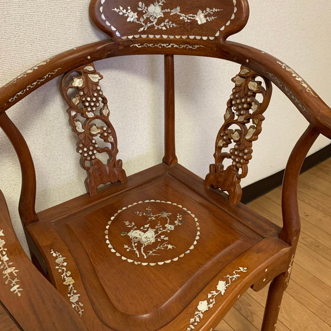 木製 西洋風 椅子 螺鈿細工１脚