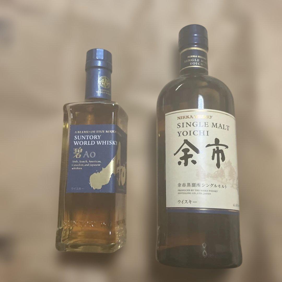 ニッカシングルモントウイスキー余市700ml 45%とサントリー碧AO350ml