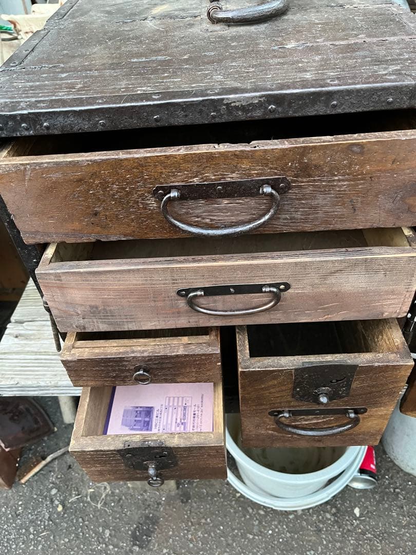 レトロ舟金庫、舟金庫、レトロ金庫、木製金庫、昭和レトロ金庫、舟箪笥