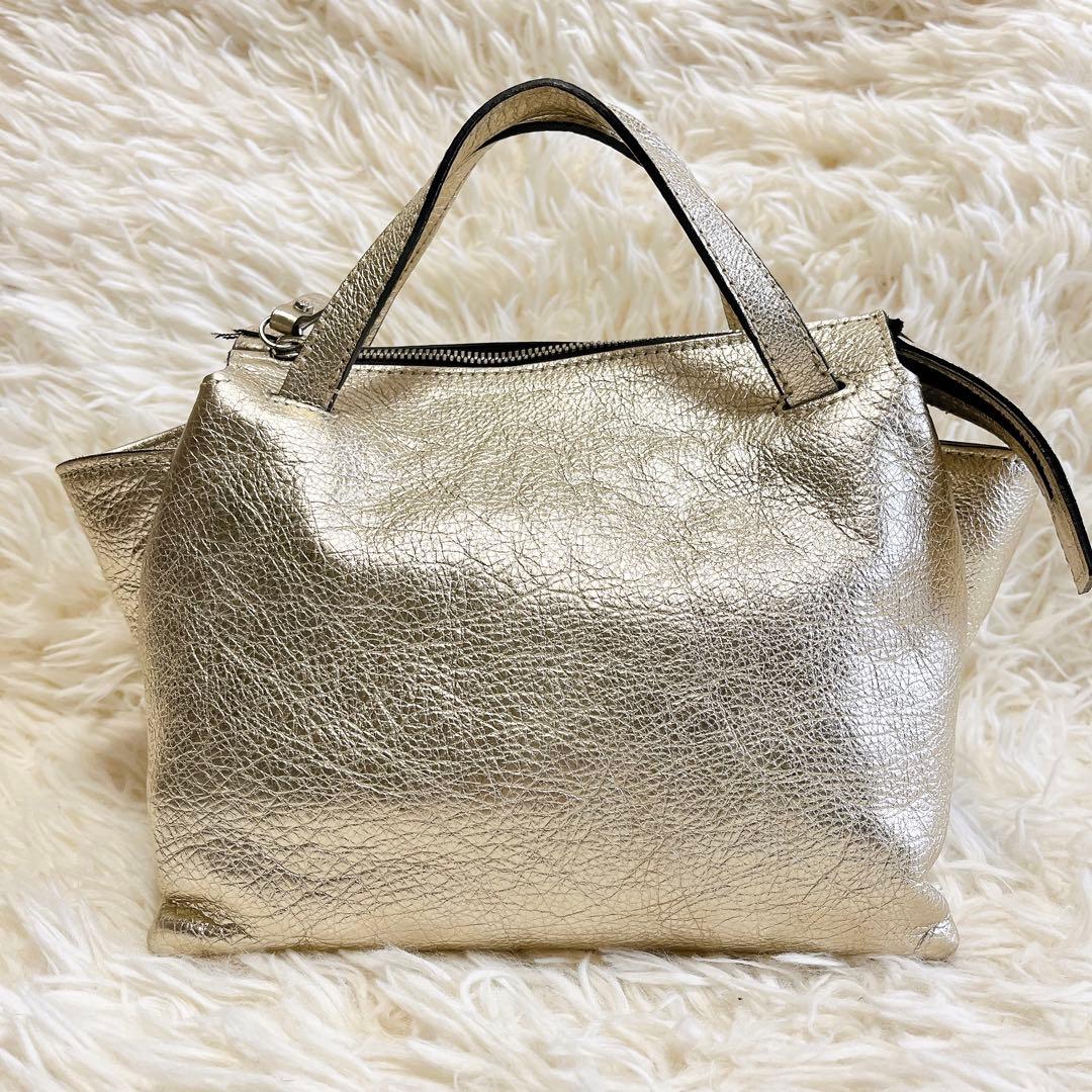 希少カラー✨ジャンニキャリーニ　オリガミ S 2wayショルダー　ゴールド　本革