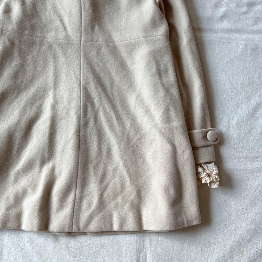 【高級】PINK HOUSE チェスターコート ベージュ レース フリルフード付