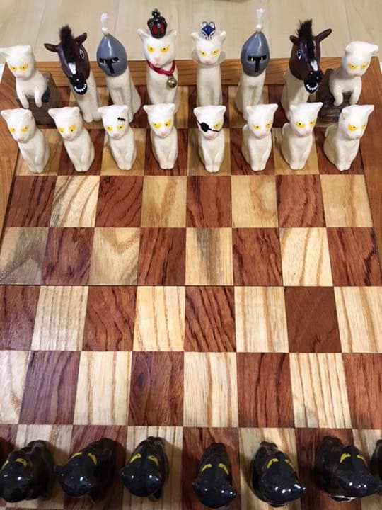 猫チェス　手作り　焼物