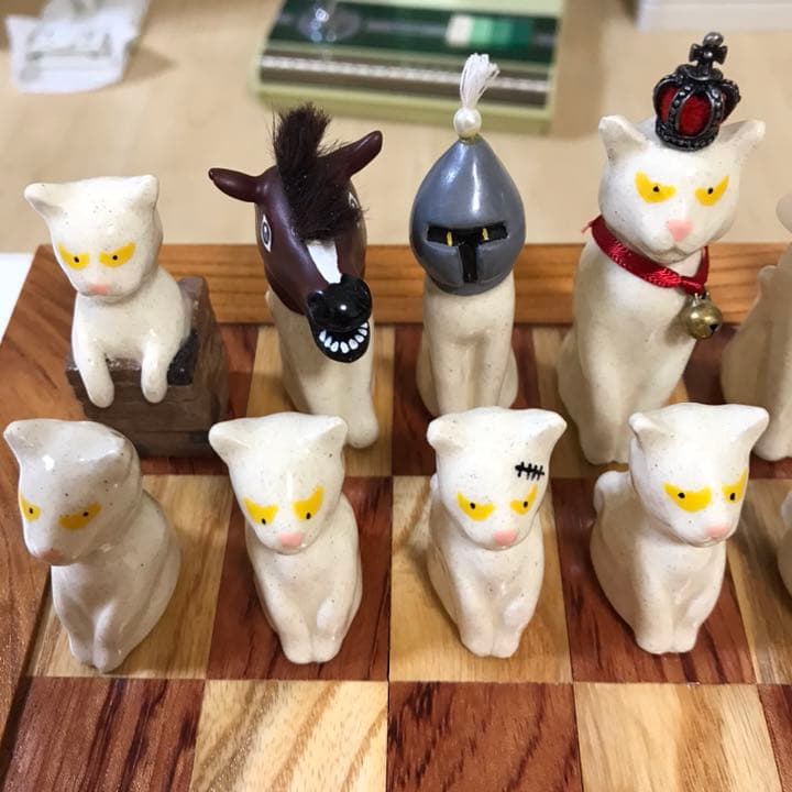 猫チェス　手作り　焼物