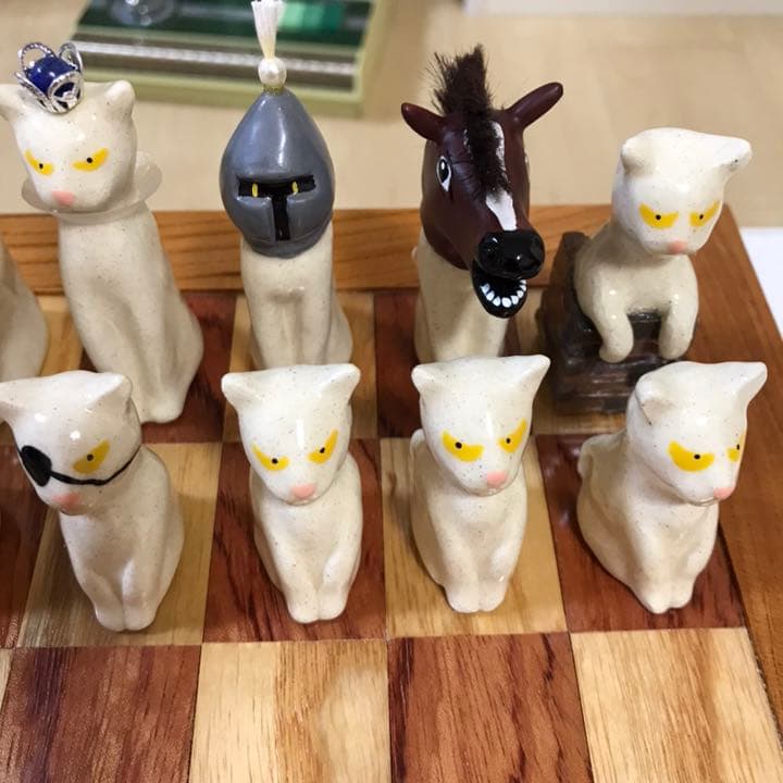 猫チェス　手作り　焼物