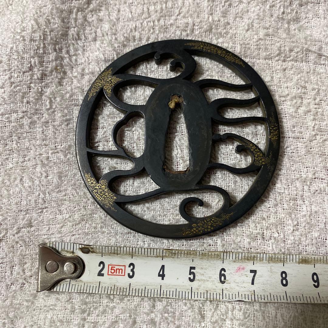 B-20 鍔　武具　刀装具　銅製　鍔袋•木箱付き　アンティーク　美術品　工芸品