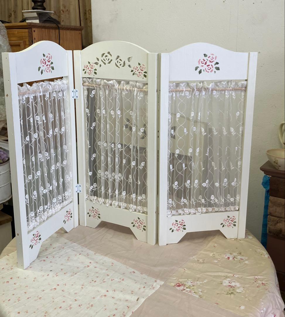 花薔薇のレースの卓上パーテーションミニ3連