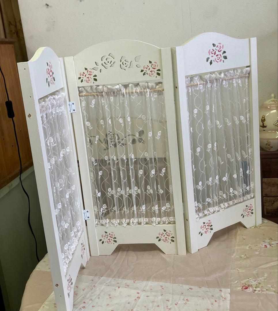 花薔薇のレースの卓上パーテーションミニ3連