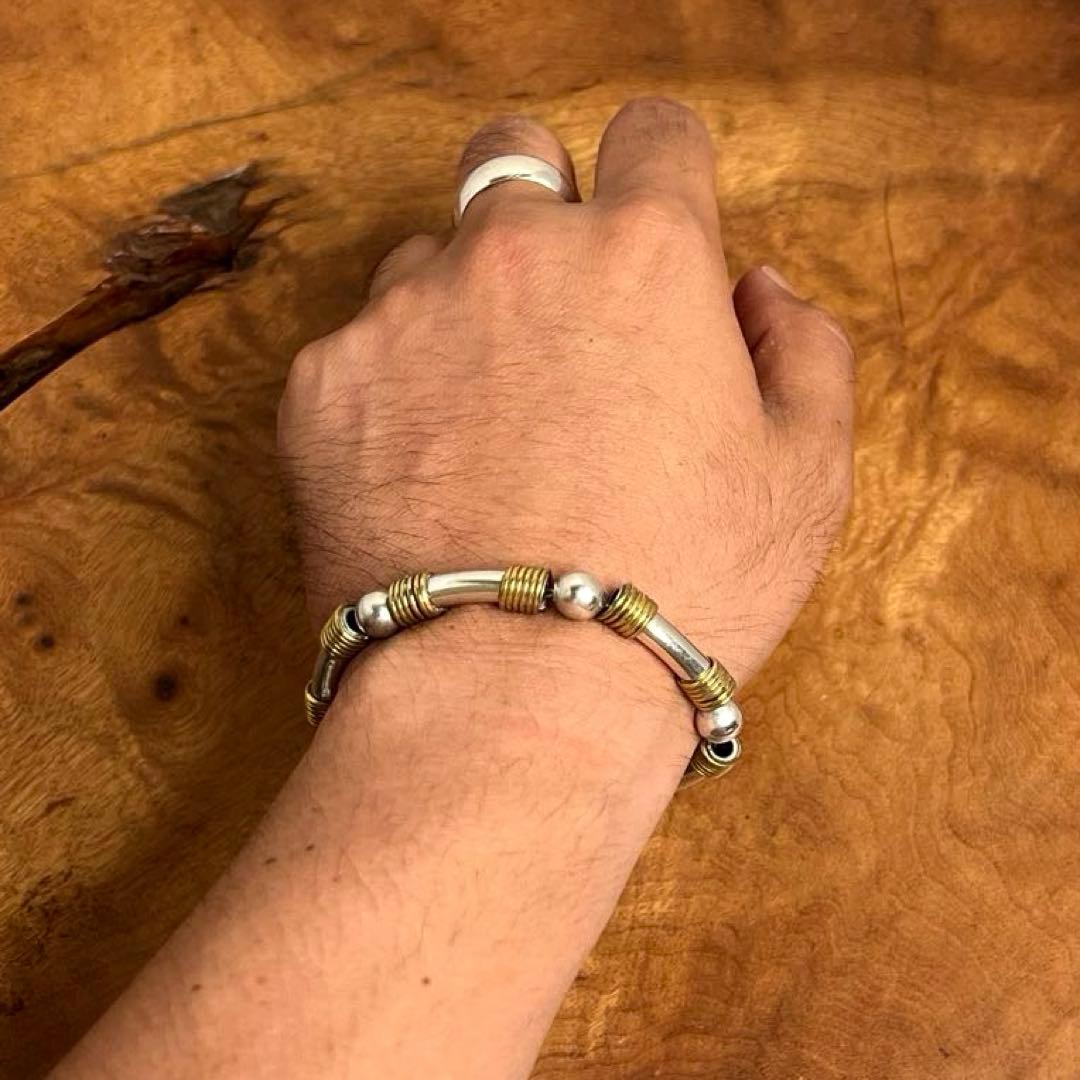 メキシコ ヴィンテージ シルバー 真鍮 ワイヤーラップ ブレスレットMEX925