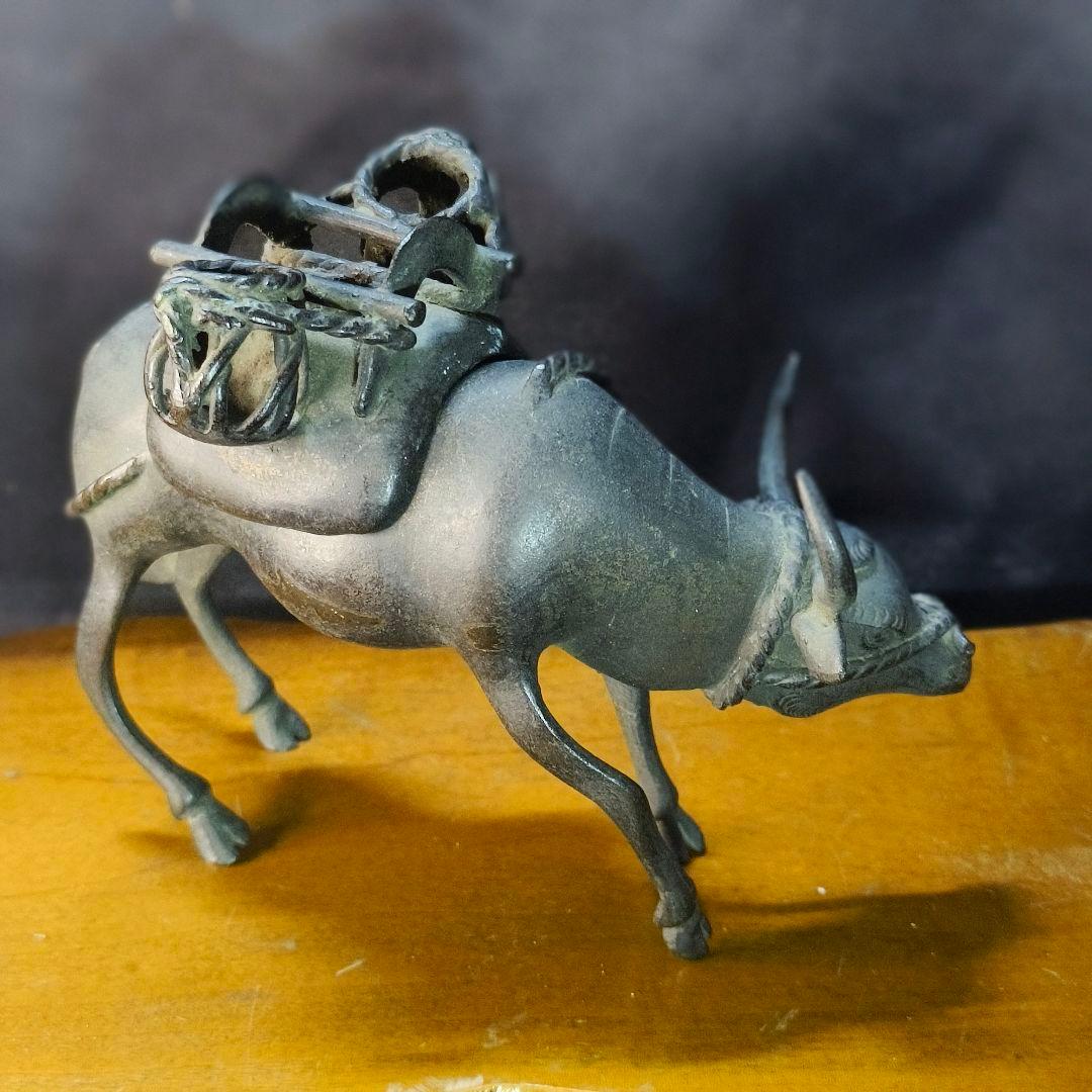 茶道具 唐金 水牛香炉 中国骨董 置物 古美術 旧家蔵出し コレクター放出 桐箱