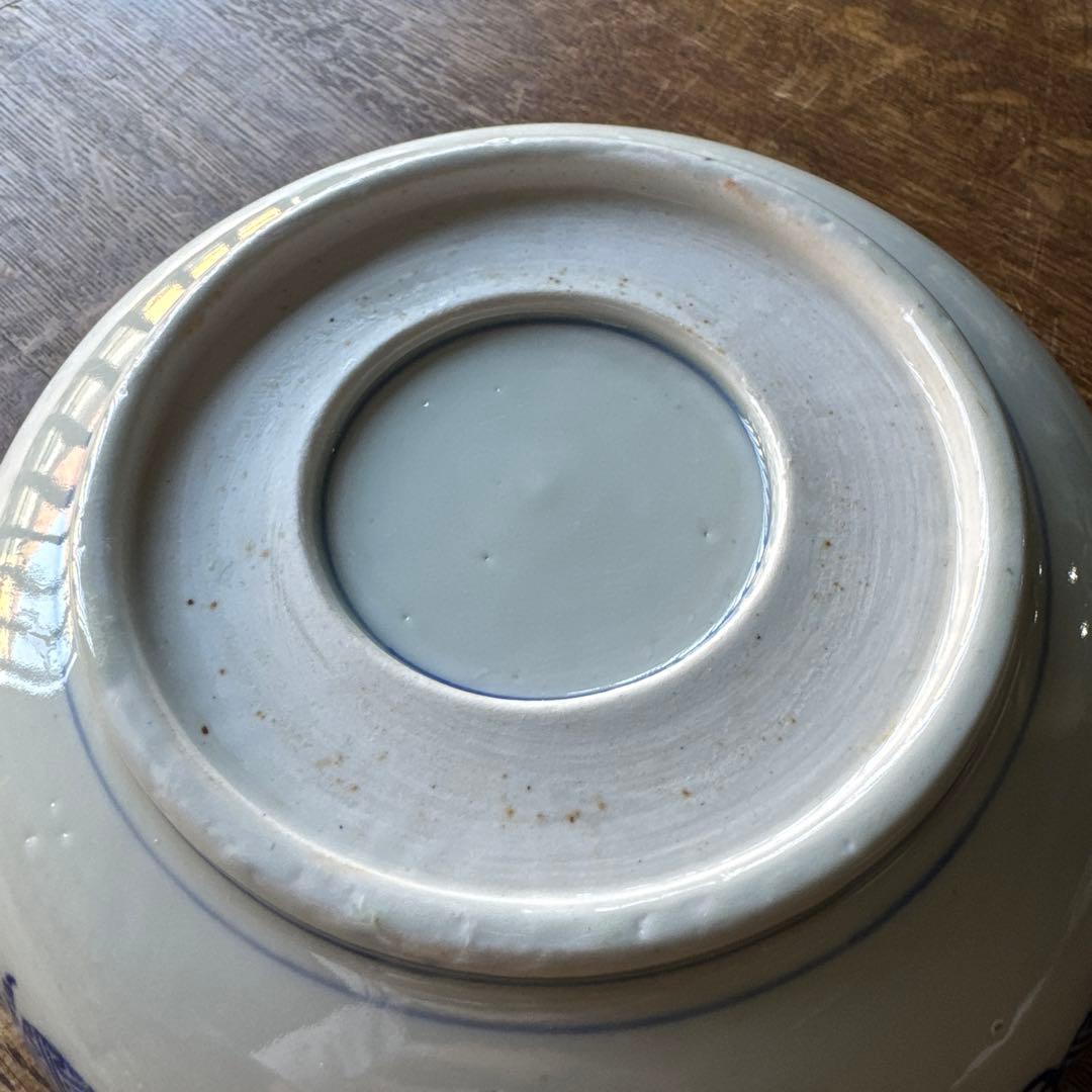 明治〜大正期 古伊万里 印判手 鹿に鳳凰龍人物文 丸鉢　K264