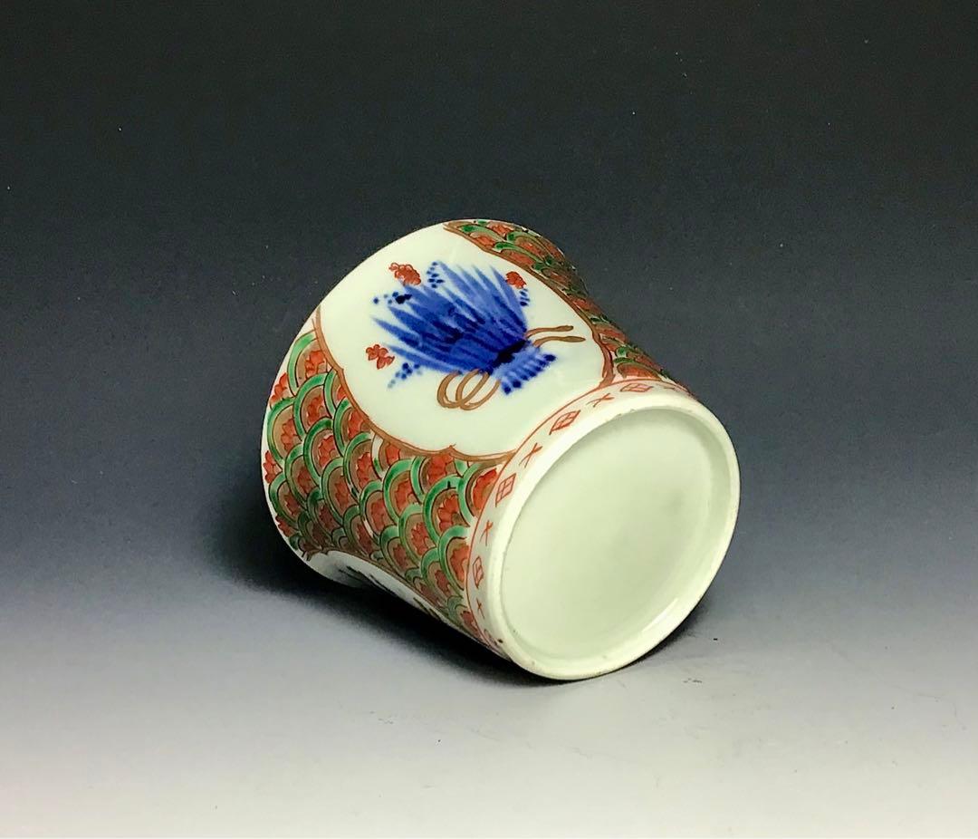 「そば猪口」色絵青海波稲束文猪口