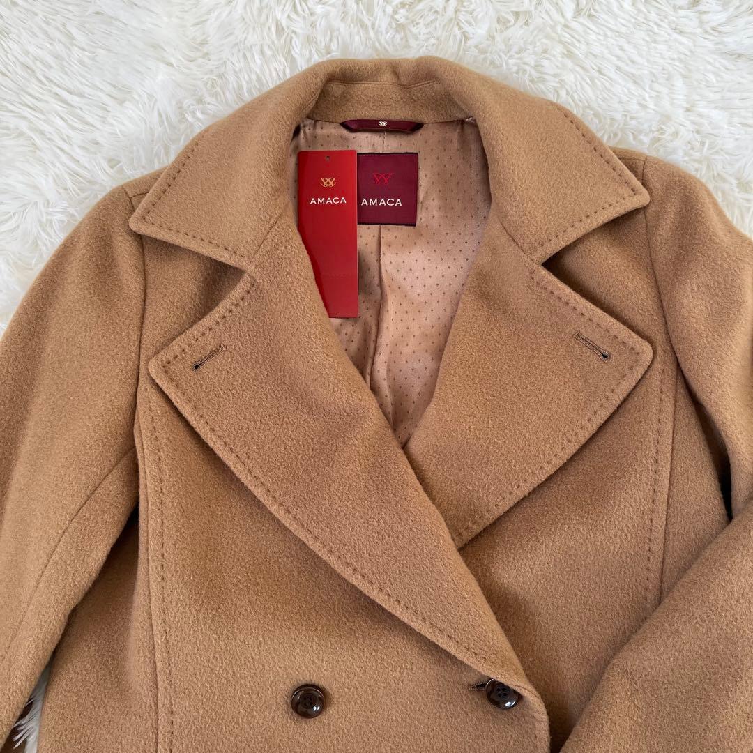 美品　AMACA コート　カシミヤ混　キャメル　チェスターコート　36