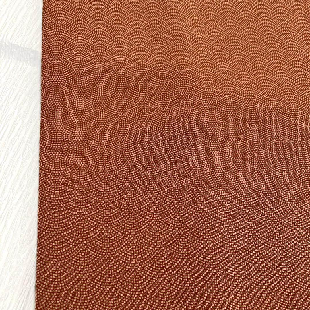 【美品✨】東レシルック　さんび　高島屋扱　洗える着物　江戸小紋　青海波　赤茶B8