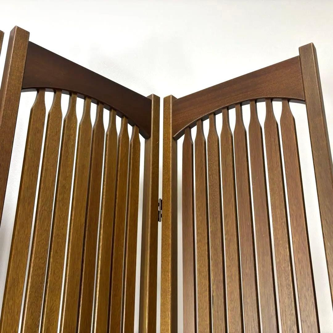 美品 アンティーク ４連パーテーション 木製スラットデザイン 間仕切り 家具