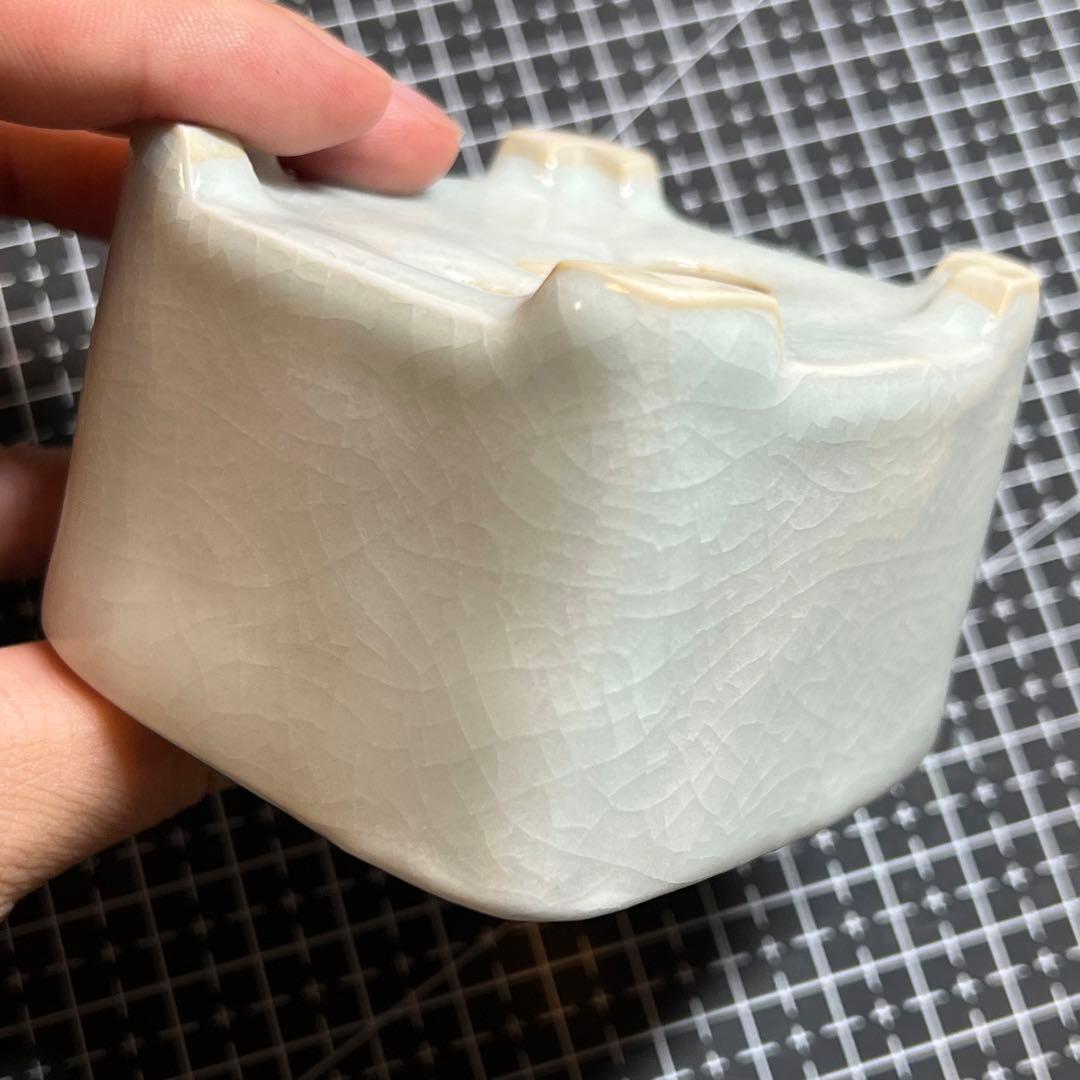 740.町直 五彩蛙切立長方 盆栽鉢 植木鉢 7.5*6.9*5.2cm