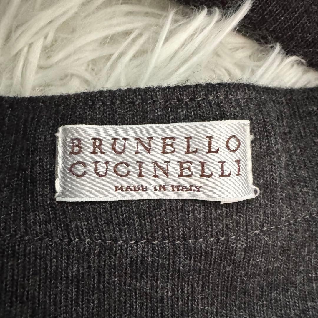 【ブルネロクチネリ】フレアスカート アシンメトリー 切替 ストライプ 40 紺