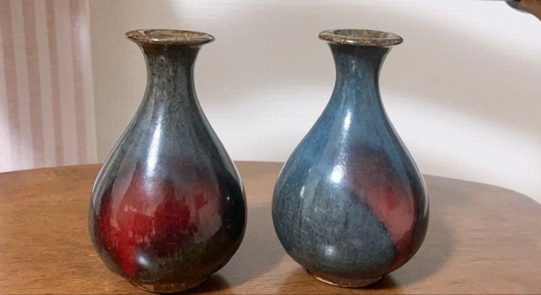 鈞窯玉壺春瓶　骨董品　古美術　陶芸　酒器