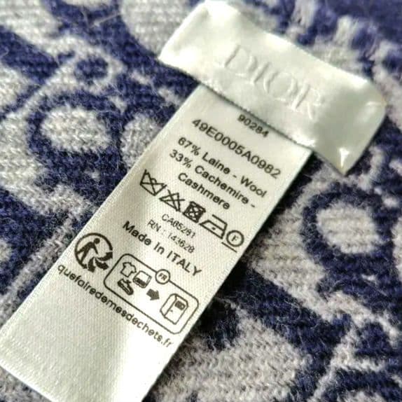 クリスチャンディオール　ウールxカシミア　オブリーク フリンジマフラー