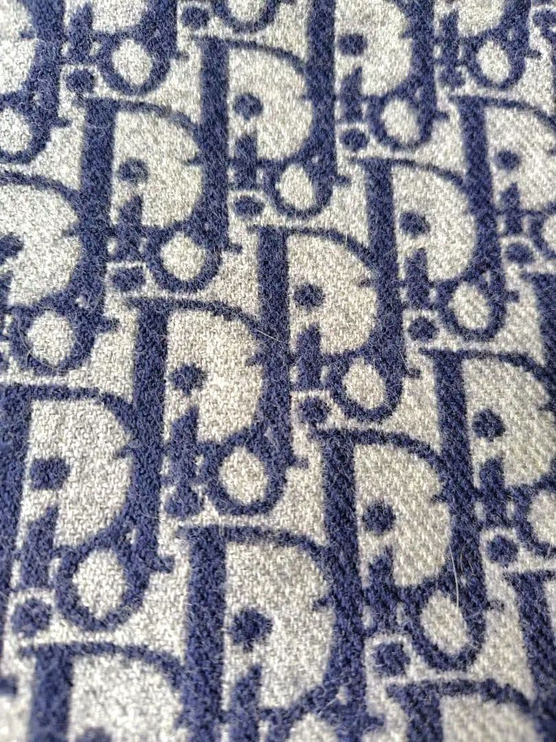 クリスチャンディオール　ウールxカシミア　オブリーク フリンジマフラー