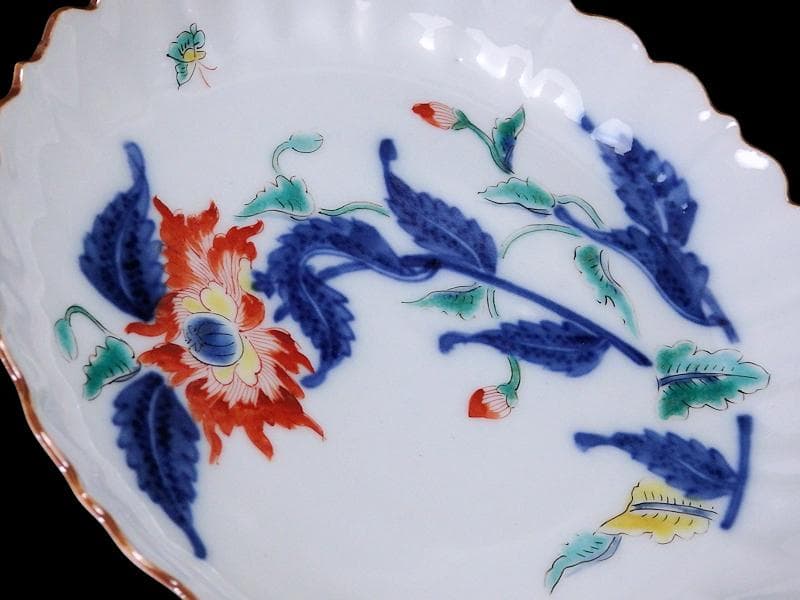 大聖寺伊万里　色絵　芥子の花図　輪花　５寸皿　F345AS-fbtz