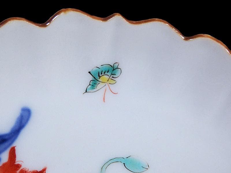 大聖寺伊万里　色絵　芥子の花図　輪花　５寸皿　F345AS-fbtz