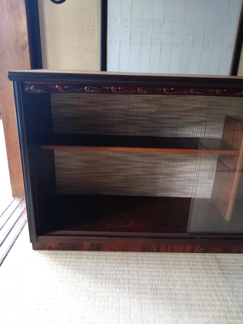 サイドボード　キャビネット　昭和レトロ　人形ケース　飾り棚　木製ガラスケース