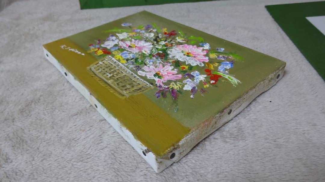 希少 油絵 創美会創立者 白尾健一  真作 「無題」フラワーアレンジメント