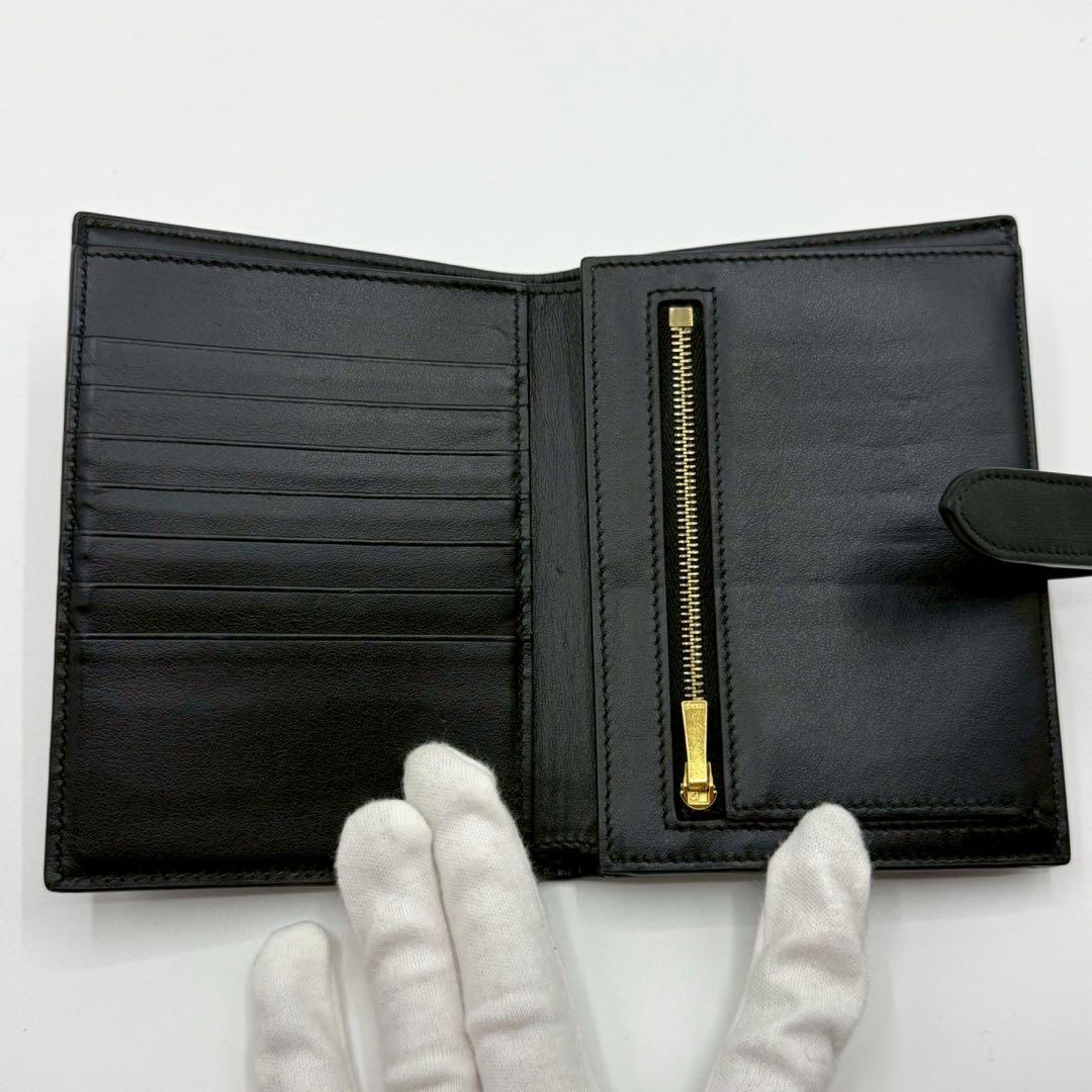 【美品✨現行】セリーヌ ミディアム ストラップウォレット 黒 レザー 箱 保存袋