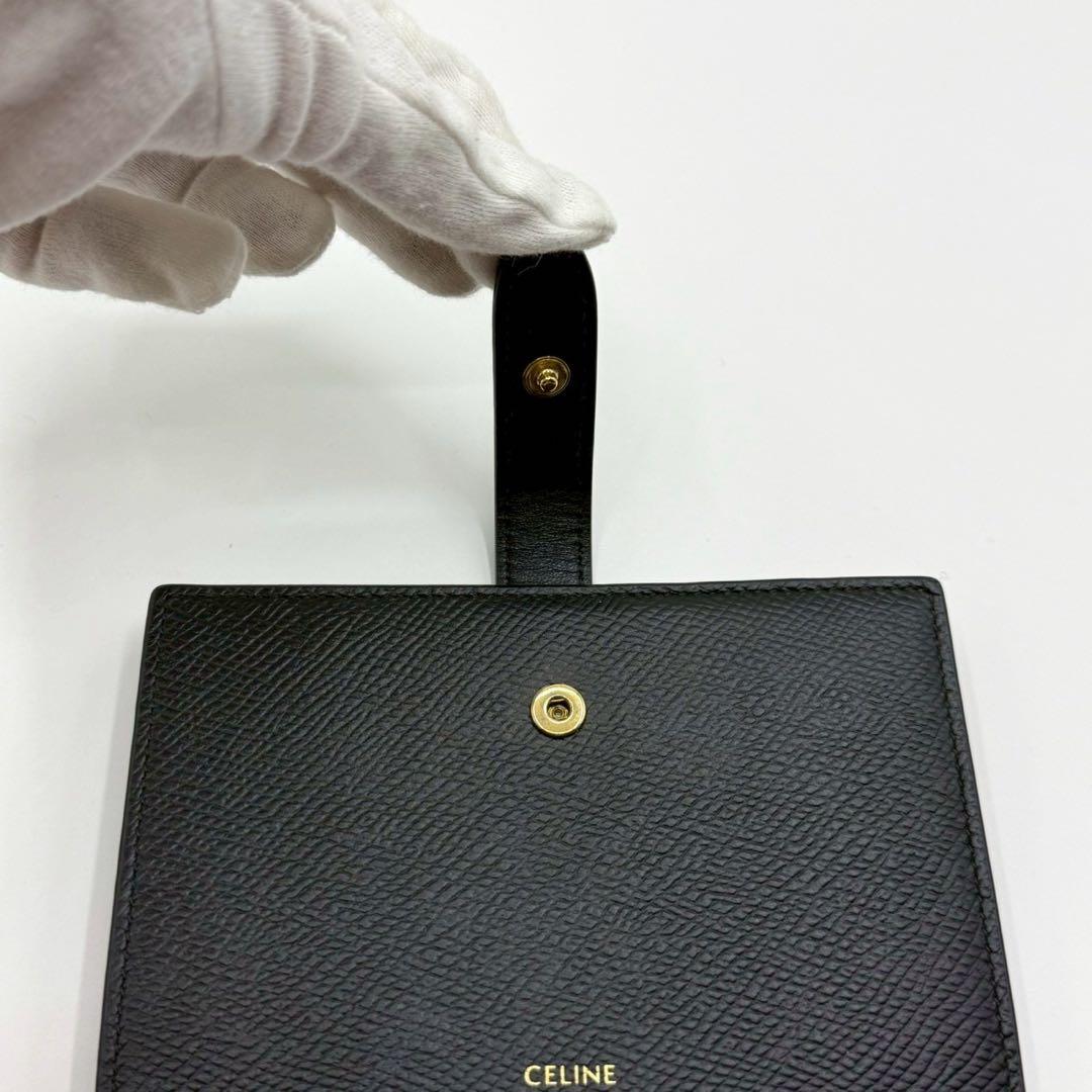 【美品✨現行】セリーヌ ミディアム ストラップウォレット 黒 レザー 箱 保存袋