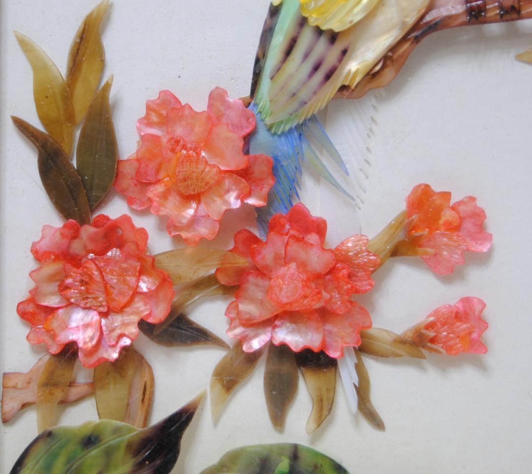 中国珍珠貝彫画　貝細工　 ［大連］アート　芸術品　美術品　玉石　中国美術