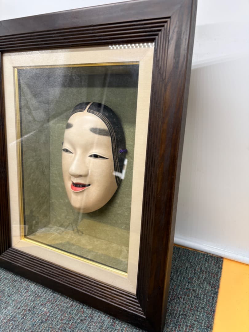 能面　工芸品　額入り　『陽春』　お面　女系　村雨?　f922