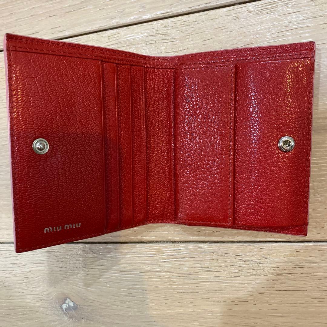Miu Miu ミュウミュウ　猫デザイン 二つ折り財布 ピンク