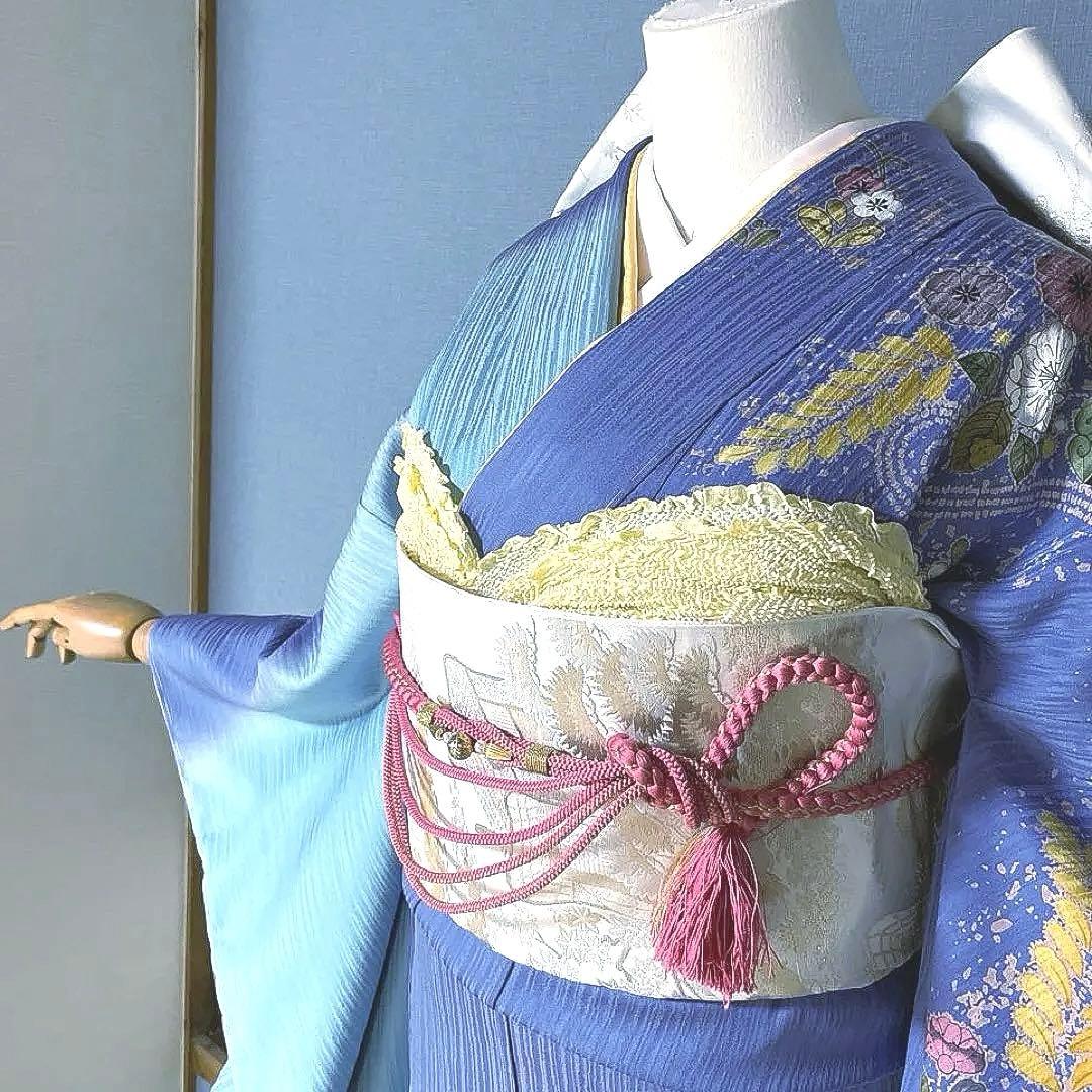 振袖フルセット　高身長　新品友禅　辻ヶ花　成人式振袖　振袖　裄丈69 しつけ糸付