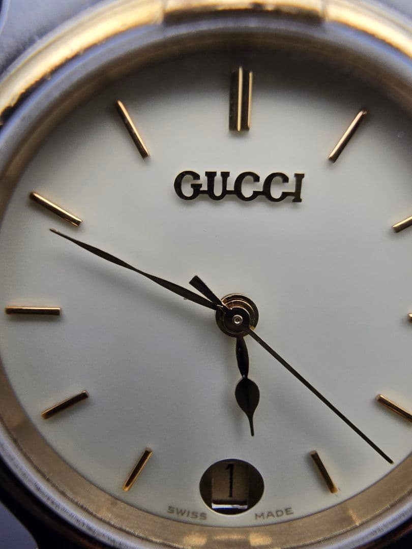 稼働品 OH済 GUCCI グッチ 9000M 腕時計 シルバーゴールド メンズ