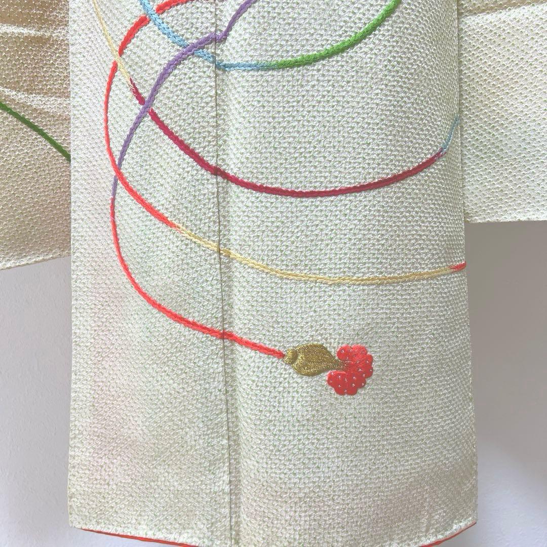 381 振袖フルセット 正絹 黄緑 グリーン 絞り 総刺繍 駒刺繍 レトロ